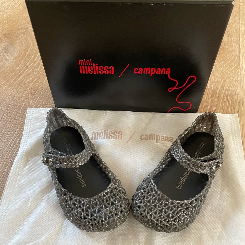 Mini Melissa Campana Toddler Sz 7 Black Glitter